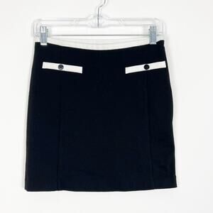 Zara Button Mini Skirt Black White Size XS